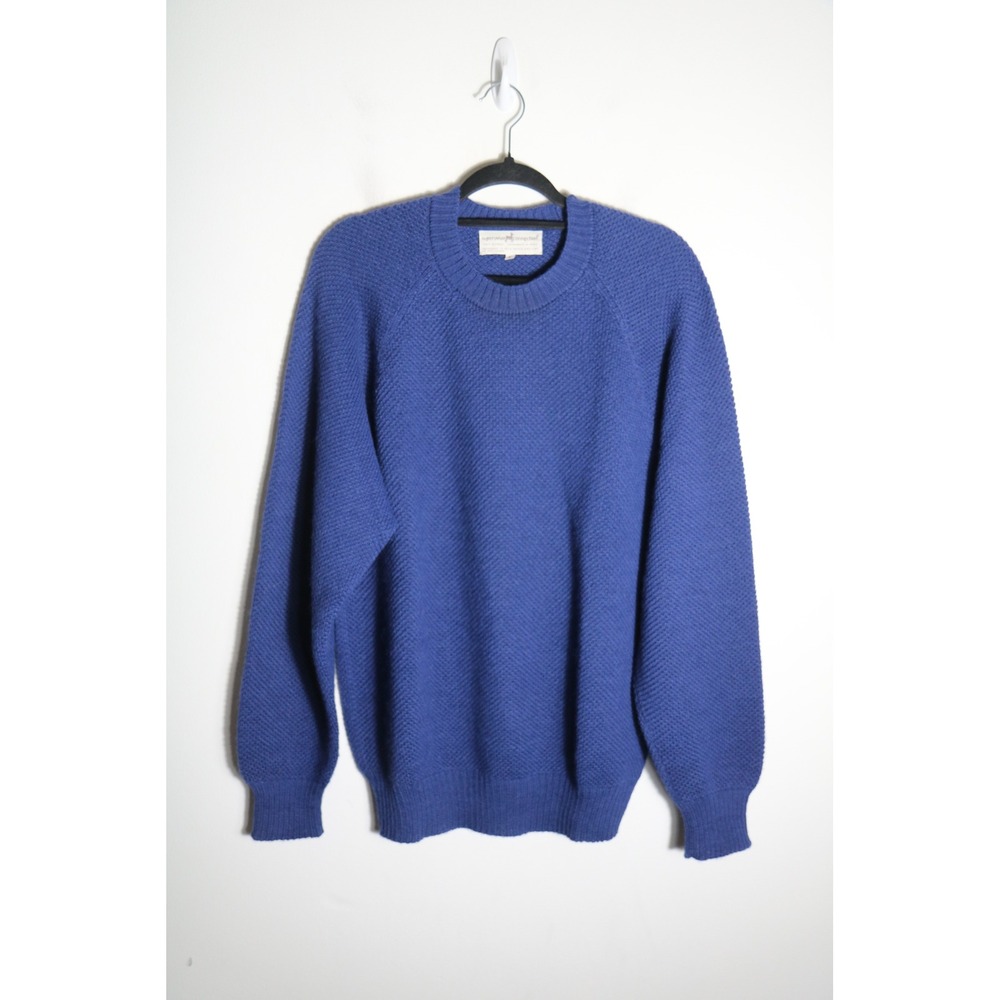 Peruvian Connection Vintage Mens 100% Alpaca Crewneck Sweater Large Blue Peru